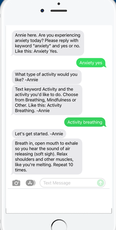 Screenshot of text conversation with Annie Health Texting app continued