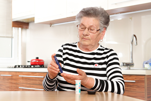 A Veteran checking her numbers