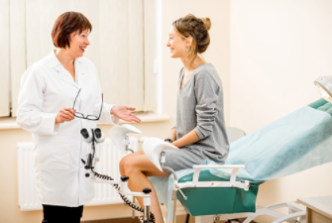 Woman talking to her doctor