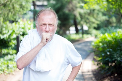 Veteran coughing while exercising