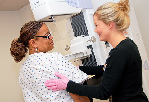 A Veteran receiving Mammogram