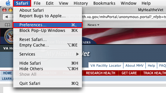 safari preferences