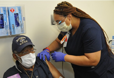 A Veteran gets his second COVID-19 vaccine