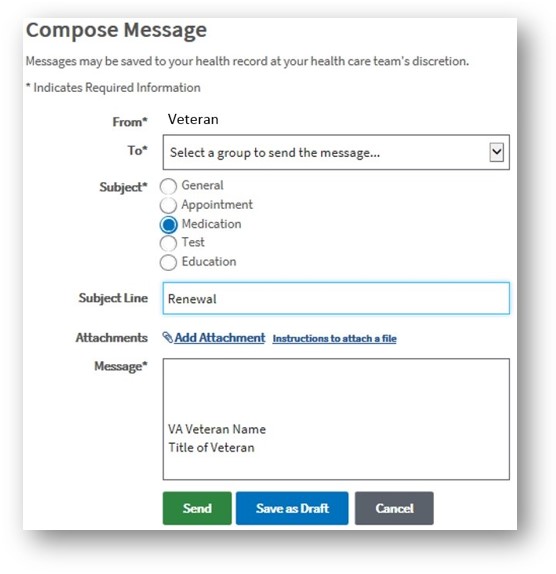 Screenshot of a Secure Message being composed