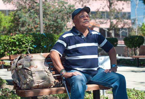 A Veteran enjoying a peaceful moment outside