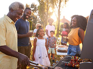 A family having a health cook out