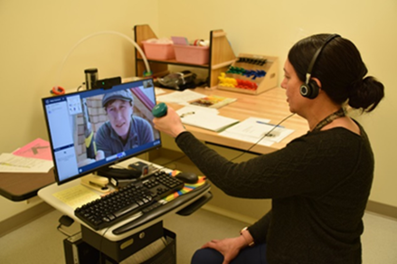 A Veteran having an appointment via VA Video Connect