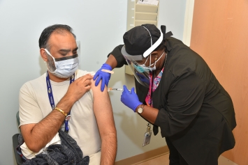 A Veteran receives the shingles vaccine 